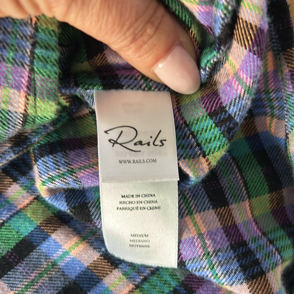 Rails Angelica Iris Peach Multicolor Plaid Button Down Shirt